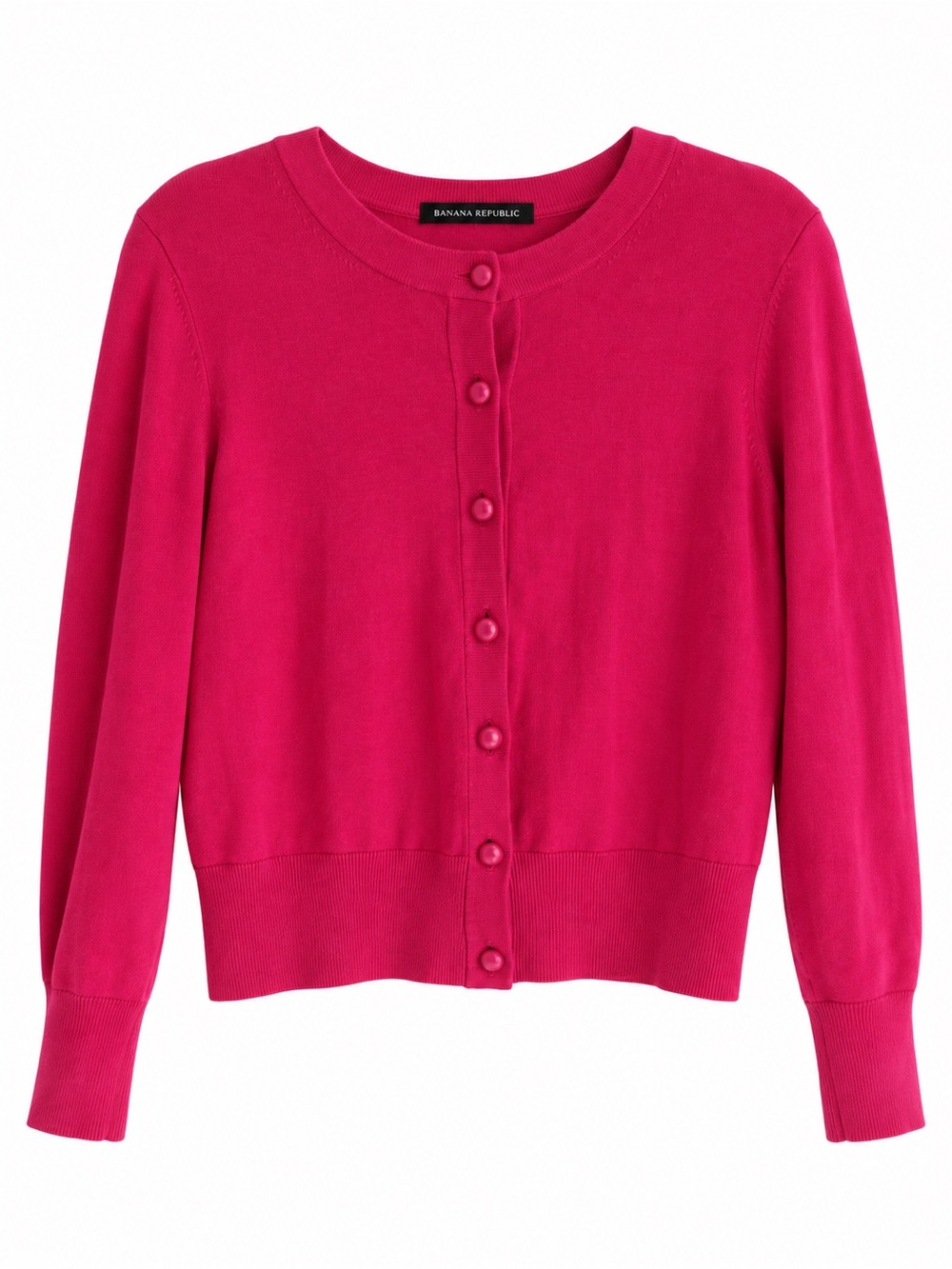 Banana Republic Hot Pink Crewneck Button Cardigan
